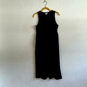 J Crew Black Gathered Waist Sleeveless Cotton Midi Tank Dress PXS